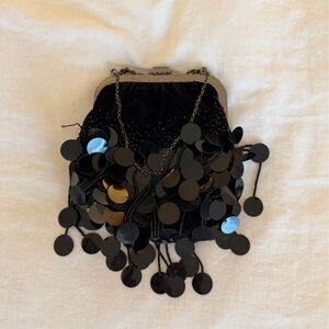 Black Sequin Disc Evening Bag